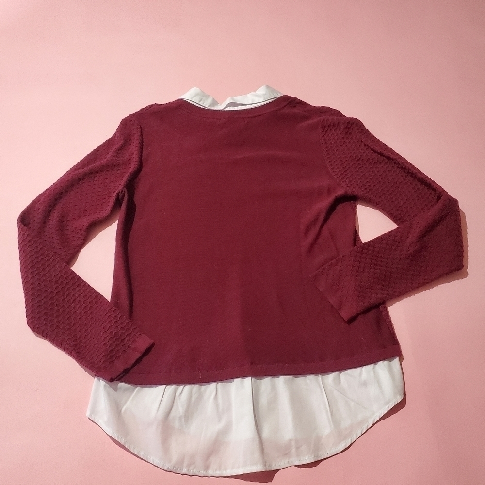 Linda Mathews Marron Red Sweater Shrit Preppy - Picture 5 of 5